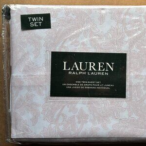 Ralph Lauren Twin Size SOFT RED FLORAL Cotton Sheet Set     100% percale cotton